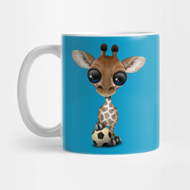 Cute Baby Giraffe With Football Soccer Ball by jeffbartels